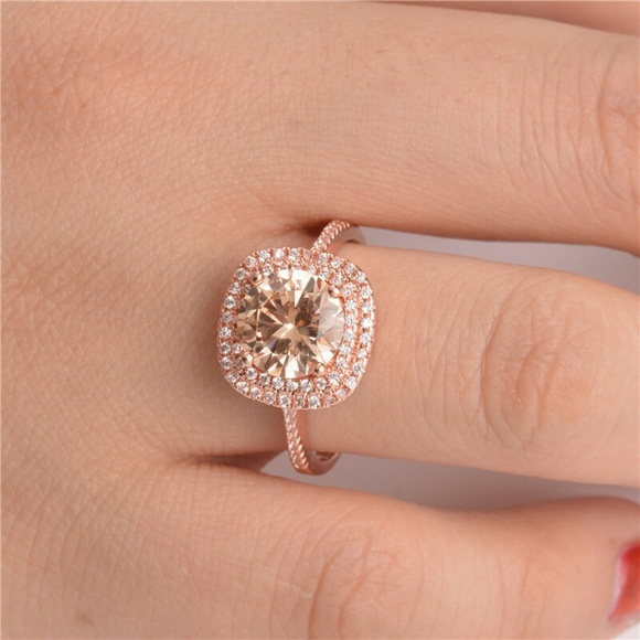 Rose Gold Filled Round Cut Champagne Crystal New - Picture 5 of 5